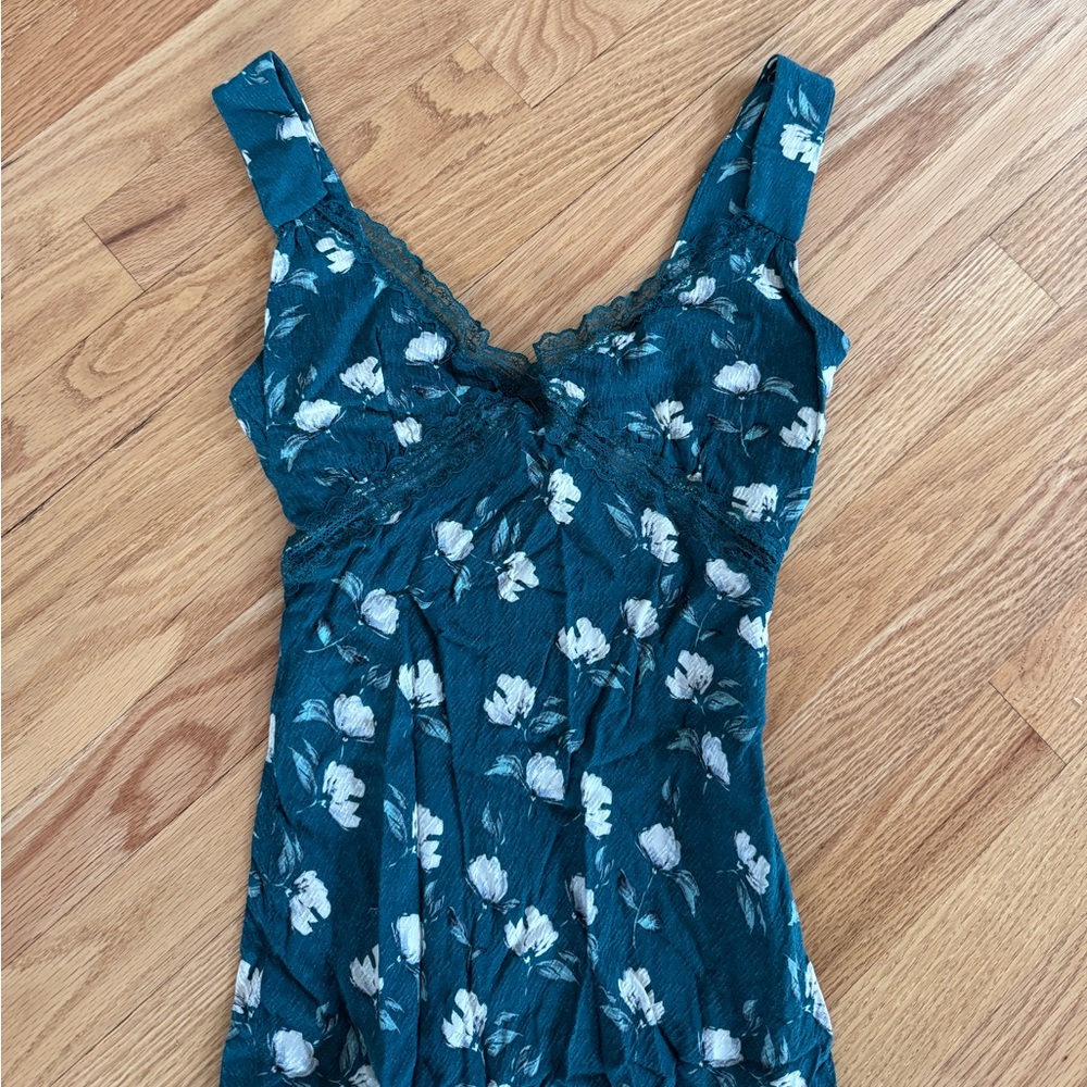 Green dress floral Vintage floral dress, absolutely stunning midi slip dress - Picture 5 of 8
